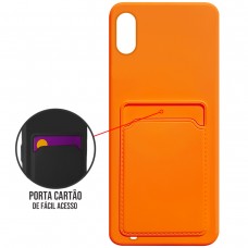 Capa para Samsung Galaxy A01 - Emborrachada Case Card Laranja